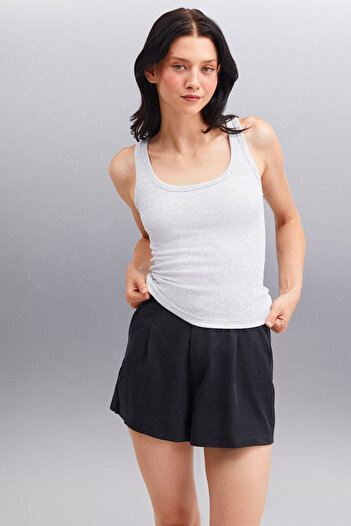 GRIMELANGE Romına Women's Ribbed Flexible Fabric Organic Cotton Grimelange Undershirt
