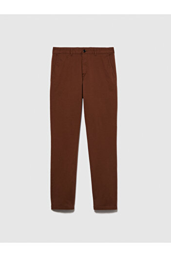Sisley Ανδρικό ελαστικό καφέ παντελόνι chino με λεπτή εφαρμογή