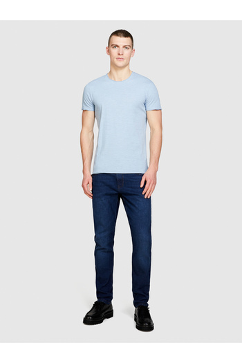 Sisley Ανδρικό μπλουζάκι σε ανοιχτό μπλε χρώμα - Crew Neck, 100% βαμβάκι