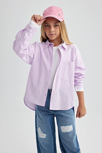 DeFacto Girl's Poplin Long Sleeve Shirt - B1708a823au