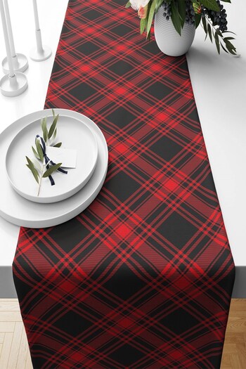 on the clouds Black Red Plaid Runner - Stain Resistant Fabric, Living Room Kitchen Table, Changed Ranir Models