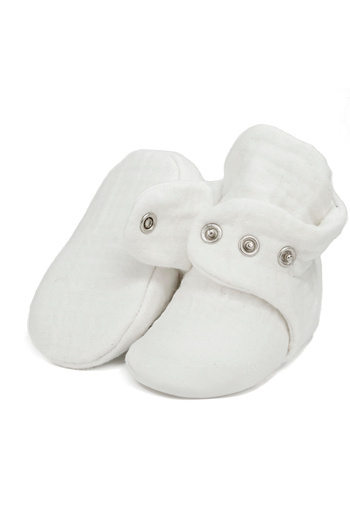 Ella Bonna Organic Cotton Muslin Baby Booties, Newborn Slippers, cream