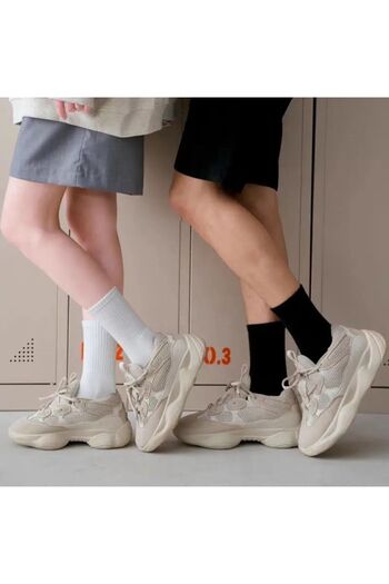 Önder 4 Pairs Unisex Plain White+Black College Socks