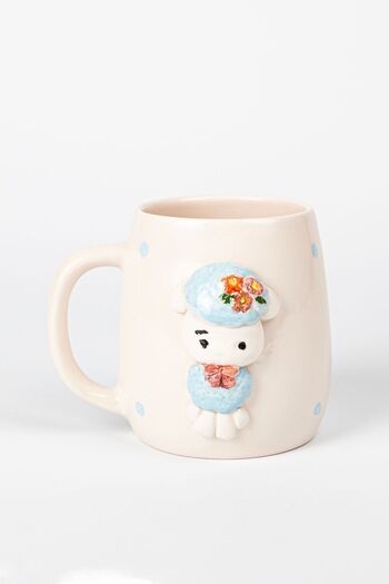 Loomart Ceramic Mug Cup - 3D Embossed, Lamb Figure, Handmade, 400 ml