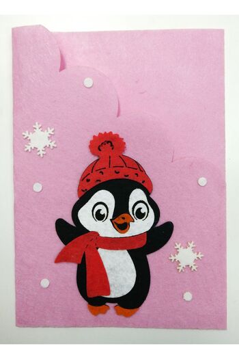 keçeli dünyam Karne File with Penguin (Felt Fabric)