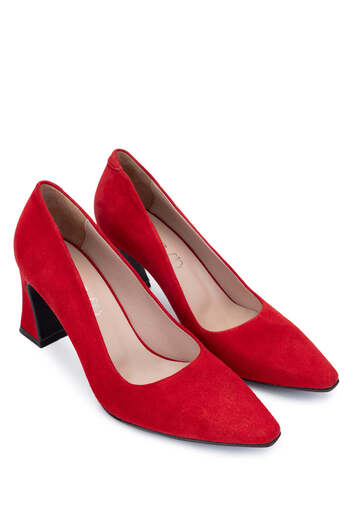 Tamer Tanca Red Genuine Leather Women's Heeled Shoes