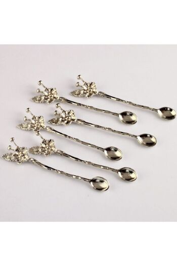 MELHOME Japanese Rose 12 Teaspoon Silver Spoon