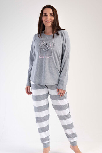 VİENETTA Long Sleeve Pocket Large Size Women's Pajamas Set - 303154