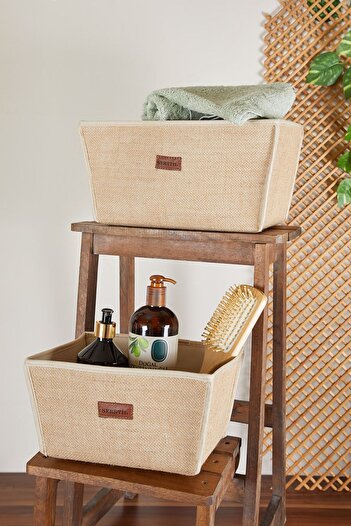 Serstil Trapezoidal Jute 2-Piece Basket Set