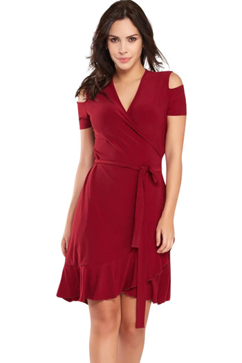 Laranor Burgundy Double Breasted Cut Women's Dress - Day and Night Elegance 18l6251