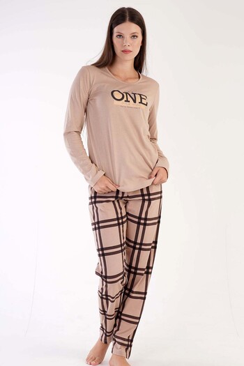 VİENETTA Long Sleeve Cotton Women's Pajama Set - 304096