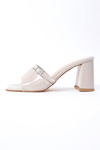 Liza Shoes Μπεζ Γυναικείες Παντόφλες με Τακούνι 001 K302