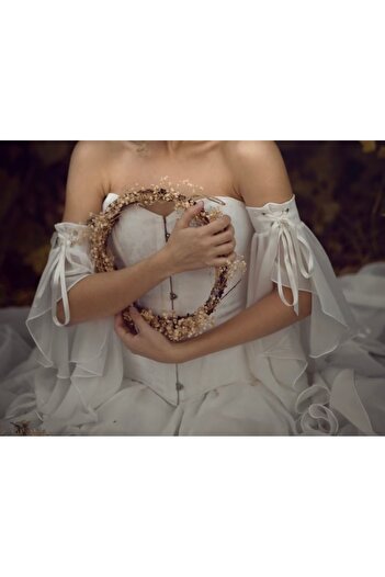 es moda shop Mariam Bird Eye Detailed Chiffon Sleeve Off-White