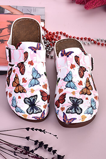 azizsahinshoes Анатомічні капці 3030 з кольоровим малюнком метелика
