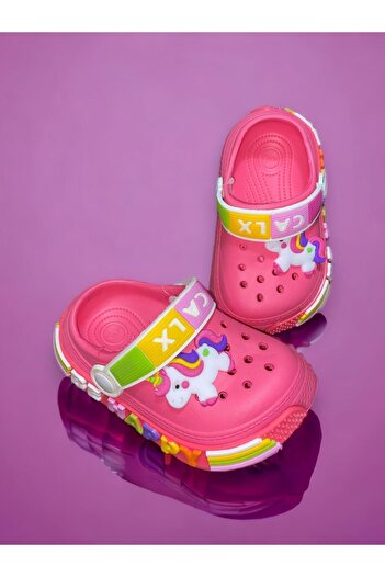 Calx Çocuk Pembe Renk Unicorn Figürlü Kaydırmaz Sandalet Terlik