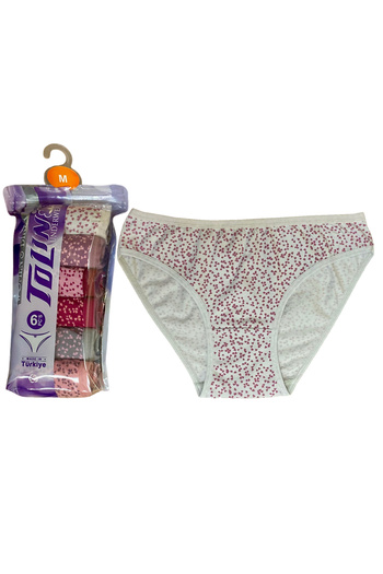 TOLIN Set de 6 chiloți din bumbac Lycra pentru femei - Imprimat 2246172