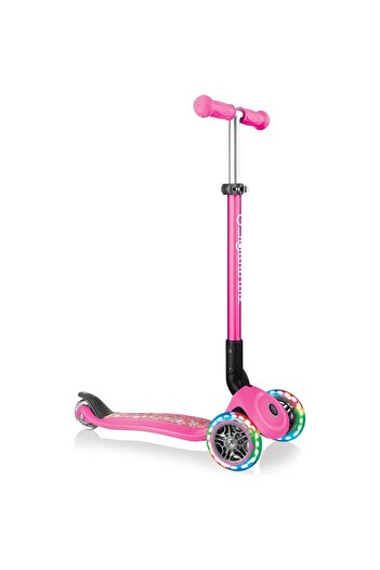Globber Primo Foldable Fantasy Lights - 3 Wheel Scooter for Kids-Pink