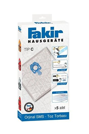 SupurgePlus Fakir Prestige 5 bucăți saci de praf tip C - 1800-1900-2000 Model Sms