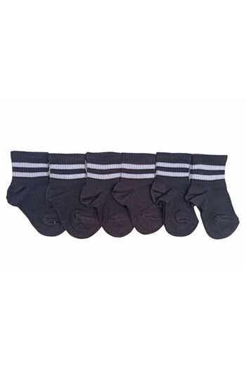 Design Socks Unisex Baby Black Colored Striped Booties Socks Pack of 6