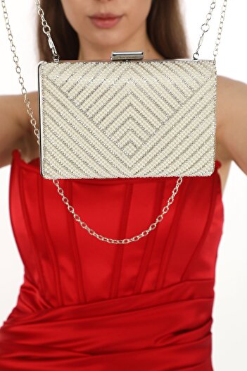 womenacs Women's Pearl Colored Pearl Jewelled Evening Clutch - 370 for Hand, Night, Wedding and Engagement
