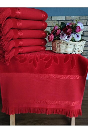 sarra Sarra 6-Piece 50x90cm Fringed Dark Towel Etamine