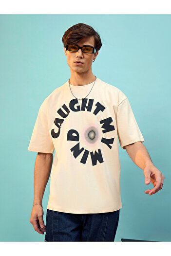 Mascln Sassafras By Styli Caught My Mind Slogan Print Oversized T-Shirt