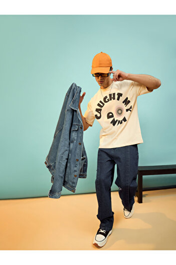 Mascln Sassafras By Styli Caught My Mind Slogan Print Oversized T-Shirt