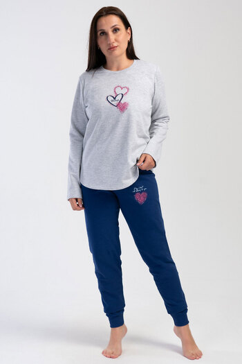 VİENETTA Long Sleeve Large Size Women's Pajamas Set - 403030