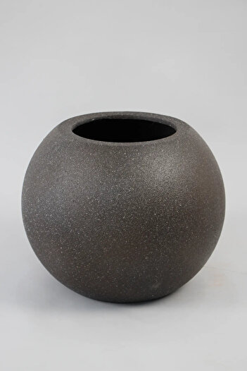 Yapay Çiçek Deposu Brown Globe Model Concrete Puree Fiber Flower Pot - Small Size
