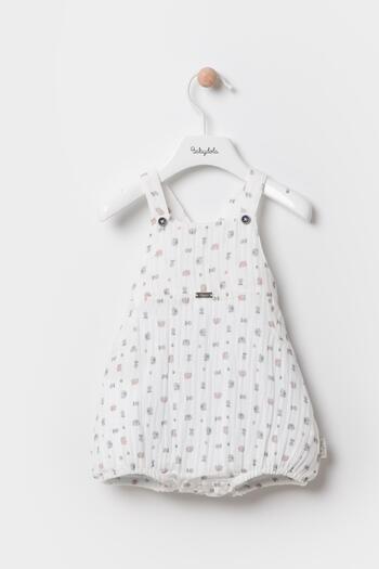 Babydola Printed Basic T-shirt Jumpsuit Salopet 2 Piece Set Ecru 12845