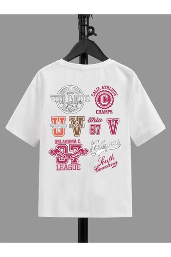 VASK Tricou alb pentru copii, unisex, confortabil, din bumbac, imprimat