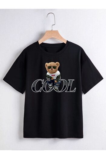 VASK Unisex Comfortable Cotton Cool Teddy Bear Printed Children's T-shirt