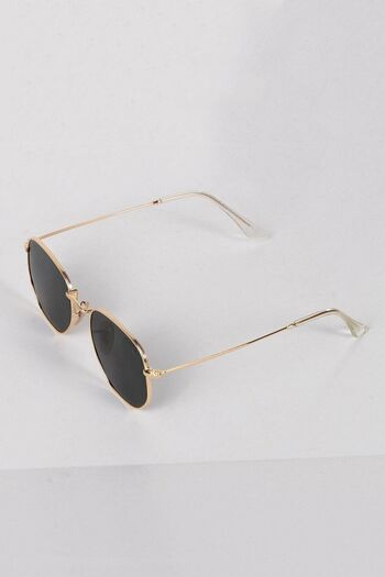 Makro Optik Unisex Gold Pentagonal Gold Vintage Sunglasses