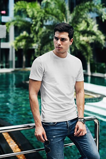 OXVİN Men's Crew Neck Regular Fit Cotton T-Shirt - Comfortable Fit