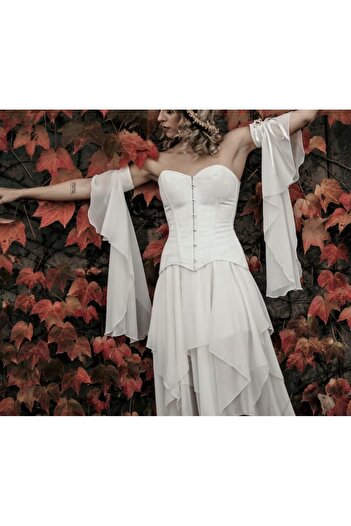 es moda shop Mariam Bird Eye Detailed Chiffon Sleeve Off-White