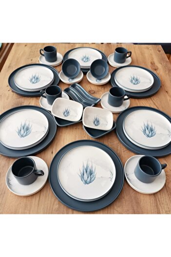 Keramika Blue Magic Set Breakfast 34 Pieces for 6 People