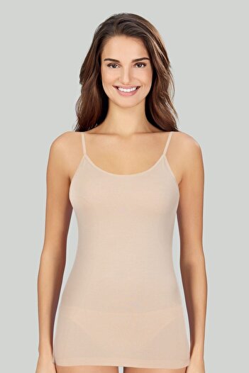 Kom Women's Beige Combed Cotton Modal Undershirt, 4 Piece