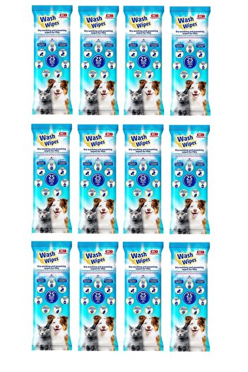 Bio PetActive 25 X 12 Wash Wipes - Dry Wash and Care Towels