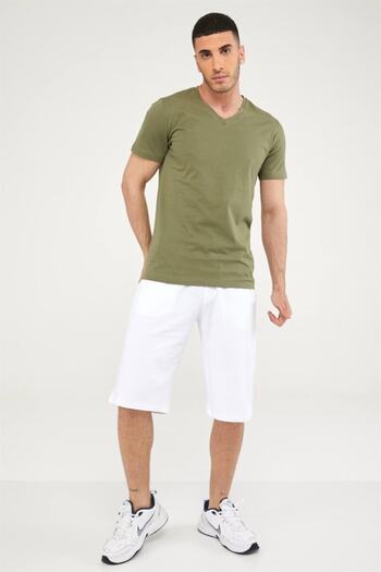 Seamoda V-Neck Men's Basic Tshirt-khaki