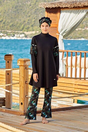 Adasea Arıcı Store Adesa 4255 Lycra Black Hijab Swimsuit