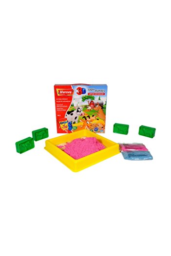 HEROES 3D Farm Animals with Small Pool Molded 500 gr Colorful Kinetic Play Sand Set