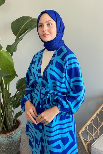 InStyle Saks Blue Viscose Διπλό Σετ - Ρίγα Λεπτομέρειες