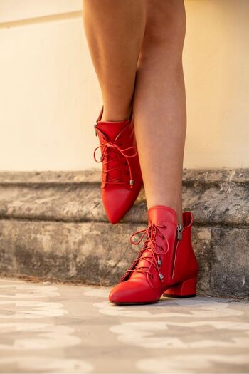 Ayakkabı Ateşi Red Skin Design Low Heeled Women's Shoes Marea