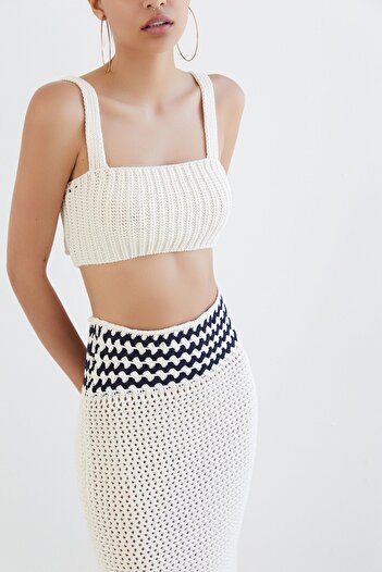 Rue Studio Örgü Ekru Crop Top
