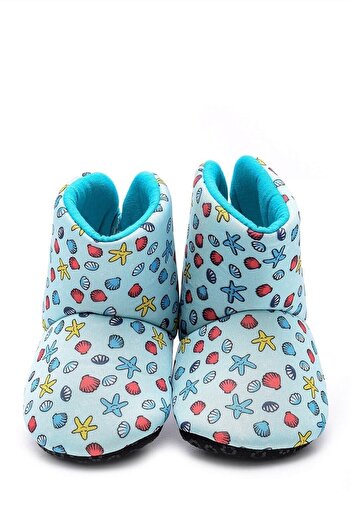 First Step Mint Green Seashell Digital Printed Home Boots-f-825