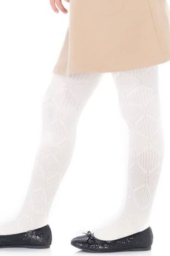 Penti Girl's Gray Knitwear Ayda Self Patterned Thick Pantyhose
