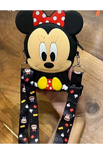 Clariss TRENDYHIM Minnie Figured Silicone Minnie Print Strap Girl's Shoulder Bag Wallet Cross Strap