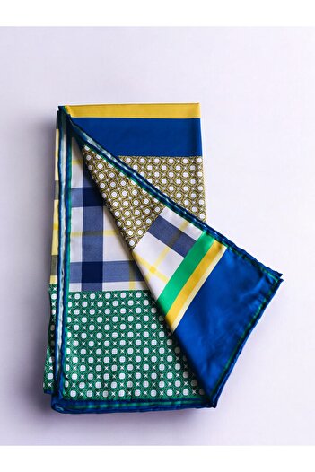Akel Alfa Twill - Colorful Striped Square Patterned Scarf 95x95