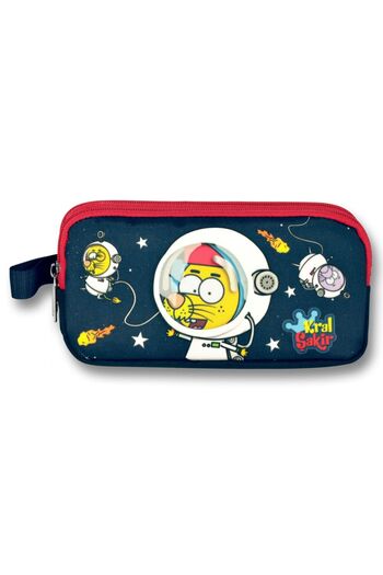 ÜMİT ÇANTA Men's Red-Navy Blue Astronaut Pencil Bag - King Şakir Two Compartments