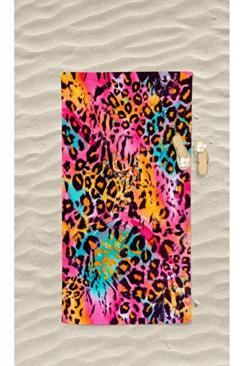 YORKADESIGN Leopard Pattern Colorful Beach Towel - Printed Sea Design